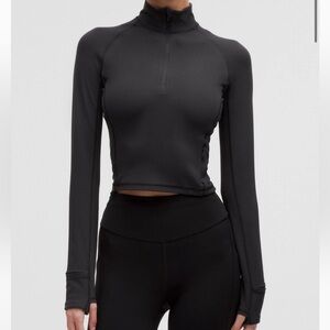Lululemon It's Rulu Ribbed Cropped Half Zip Long Sleeve